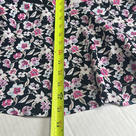 Banana Republic Navy Drop Waist Mixed Floral Flounce Sleeveless Size 16 Tall - Picture 11 of 13